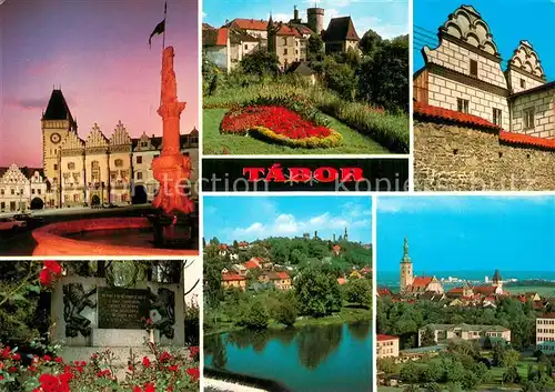 AK / Ansichtskarte Tabor__CZ Radnice na Zizkove namesti Hrad Kotnov Renesancni domech Pomnik na pamet nevinnych obeti z let Celkove pohledy na mestskou pamatkovou rezervaci 