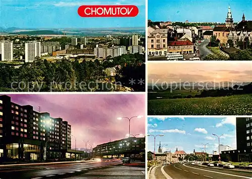 AK / Ansichtskarte Chomutov_CZ Okresni mesto pod Krusnymi horami Rozsahla bytova vystavba nenarusila historicke jadro stareho Chomutova 