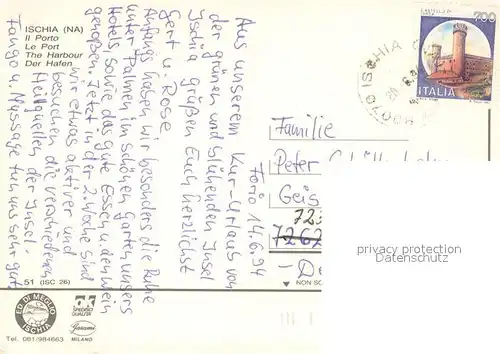 AK / Ansichtskarte Ischia_IT Il Porto Fliegeraufnahme 
