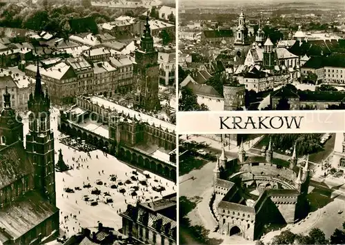 AK / Ansichtskarte Krakow_Krakau Rynek Glowny Wawel Barbakan Krakow Krakau
