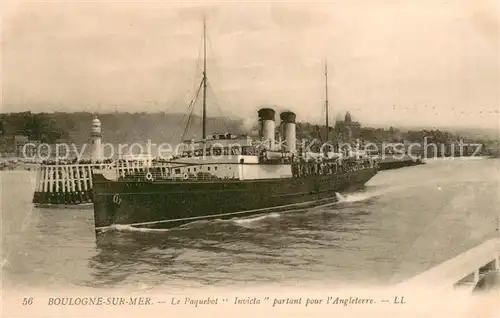 AK / Ansichtskarte Dampfer_Oceanliner L.L.56 "Invicta" Boulogne_Sur_Mer 