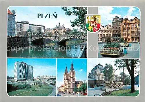 AK / Ansichtskarte Plzen_Pilsen Charkovske nabrezi Namesti Republiky Sidliste Bory Chodske namesti Nejedleho sady Plzen Pilsen