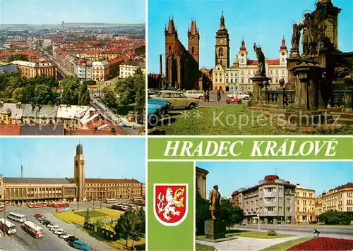AK / Ansichtskarte Hradec_Kralove_Koeniggraetz Celkovy pohled z Bile veze Zizkovo namesti Nadrazi Leninovo namesti 