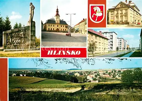 AK / Ansichtskarte Hlinsko_CZ Pomnik Mistra Jana Husa Namesti s radnici Hotel Zalozna Vystavba Celkovy pohled na mesto 