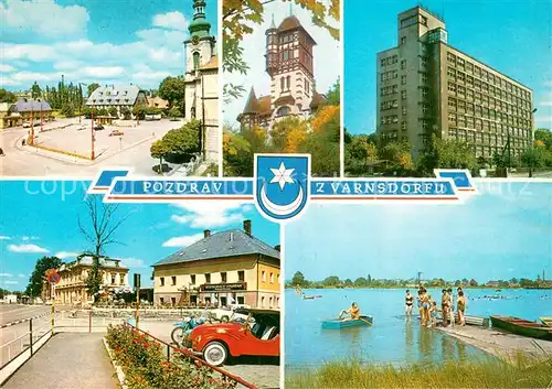 AK / Ansichtskarte Varnsdorf Namesti Vyletni restaurace Hradek Skola Internat np Elite Celni prechod Koupaliste Varnsdorf