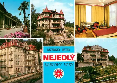 AK / Ansichtskarte Karlovy_Vary_Karlsbad Lazensky ustav Nejedly Ubytovaci domy Fucik a Dimitrov 