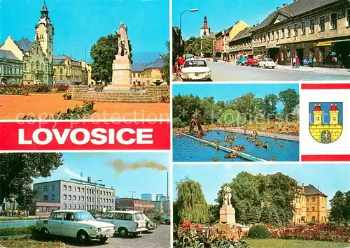 AK / Ansichtskarte Lovosice_CZ Namesti Rude armady Trida kvetna Koupaliste Severoceske chemicke zavody Zamek 