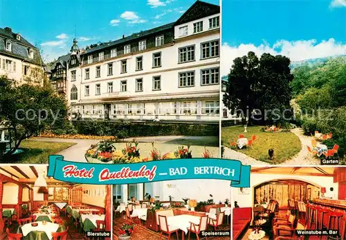 AK / Ansichtskarte Bad_Bertrich Hotel Quellenhof Bierstube Speiseraum Weinstube mit Bar Bad_Bertrich