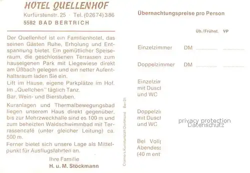 AK / Ansichtskarte Bad_Bertrich Hotel Quellenhof Bierstube Speiseraum Weinstube mit Bar Bad_Bertrich