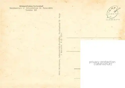 AK / Ansichtskarte Boehl_St_Peter Ording Kriegsblinden Feriendorf Boehl_St_Peter Ording