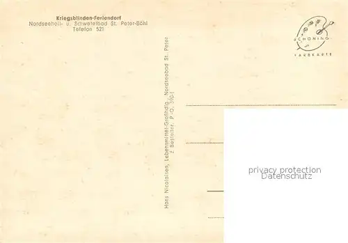AK / Ansichtskarte Boehl_St_Peter Ording Kriegsblinden Feriendorf Boehl_St_Peter Ording