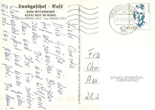 AK / Ansichtskarte Reit_Winkl Landgasthof Cafe Rosi Mittermaier Reit_Winkl