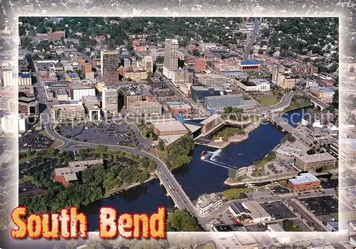 AK / Ansichtskarte South_Bend_Indiana Downtown South Bend and St Joseph River Air view 