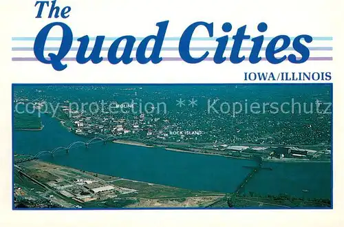 AK / Ansichtskarte Moline_Illinois The Quad Cities on the Mississippi River Aerial view 