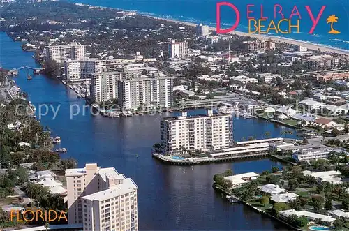 AK / Ansichtskarte Delray_Beach_Florida Florida looking toward the Atlantic Ocean Aerial view 