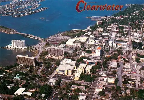 AK / Ansichtskarte Clearwater_Florida Downtown Clearwater with Clearwater Beach Aerial view 