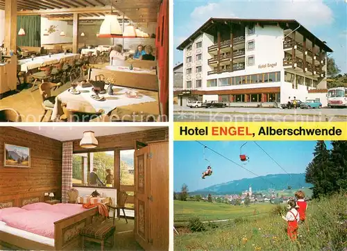 AK / Ansichtskarte Alberschwende Hotel Engel Gastraum Zimmer Sessellift Alberschwende
