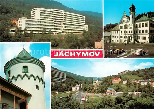 AK / Ansichtskarte Jachymov_Sankt_Joachimsthal Sanatorium akademika Behaunka Radnice Slikova vez Celkovy pohled 