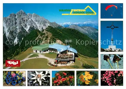 AK / Ansichtskarte Fulpmes_Tirol Panoramarestaurant am Kreuzjoch Sennjoch Gipfelkreuz Alpenblumengarten Fulpmes Telfes Paragleiter Fulpmes Tirol