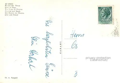 AK / Ansichtskarte Alassio_Liguria_IT Strand Kueste de Blumen 