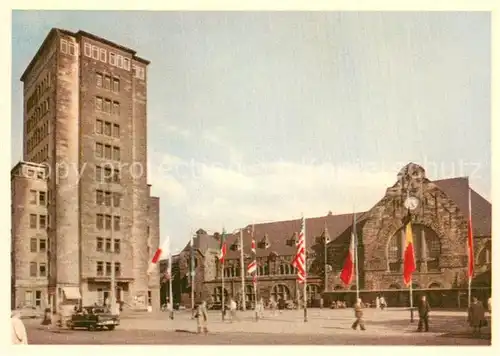 AK / Ansichtskarte Bad_Aachen Hauptbahnhof m. Hochhaus Bad_Aachen