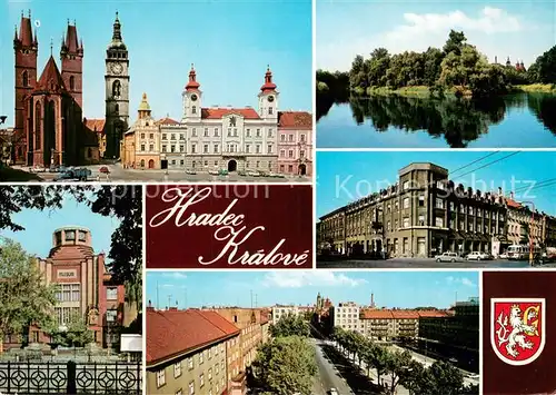 AK / Ansichtskarte Hradec_Kralove_Koeniggraetz Zizkovo Platz Zentrum Kirche Partie am Fluss Museum Gottwaldplatz Hotel Bystrica 