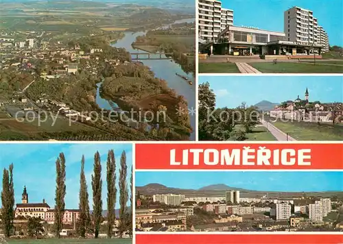 AK / Ansichtskarte Litomerice_Leitmeritz_Nordboehmen Luftbild Einkaufszentrum Stadtpanorama Kirche Litomerice_Leitmeritz