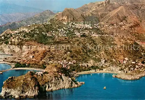 AK / Ansichtskarte Taormina_Sicilia Isola Bella e Mazzaro veduta aerea 