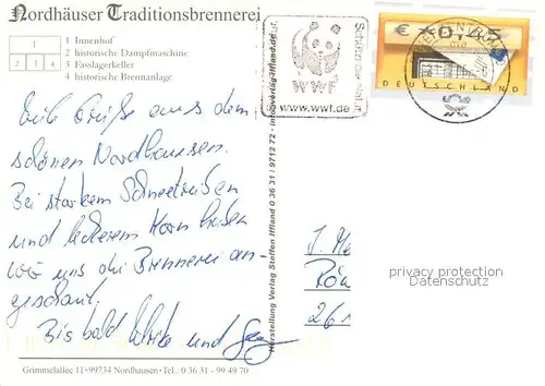 AK / Ansichtskarte Nordhausen Krimderode Nordhaeuser Traditionsbrennerei Innenhof Hist Dampfmaschine Fasslagerkeller Hist Brennanlage Nordhausen Krimderode