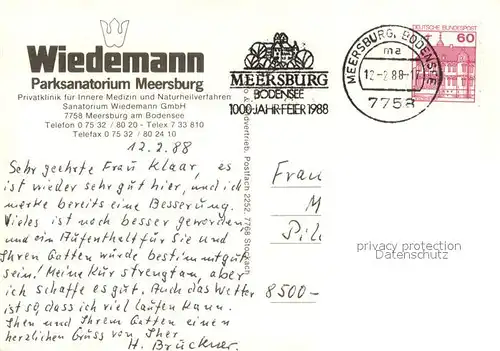 AK / Ansichtskarte Meersburg_Bodensee Wiedemann Parksanatorium Aufenthaltsraum Hallenbad Meersburg Bodensee