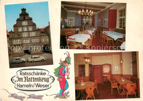 AK / Ansichtskarte Hameln_Weser Ratsschaenke Im Rattenkrug Gastraeume Hameln Weser