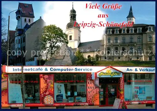 AK / Ansichtskarte Schoenefeld_Leipzig Rathaus Kirche Schloss Hamster Ecke Schoenefeld_Leipzig