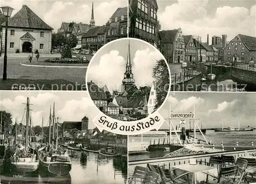 AK / Ansichtskarte Stade_Niederelbe Zeughaus St Kosmae Westfleeth Hafen Stadersand Stade Niederelbe