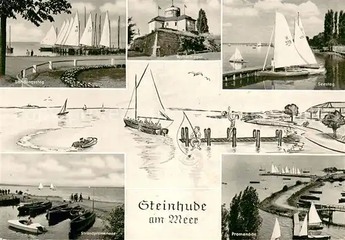 AK / Ansichtskarte Steinhuder_Meer Landungssteg Wilhelmstein Seesteg Strandpromenade  Steinhuder Meer