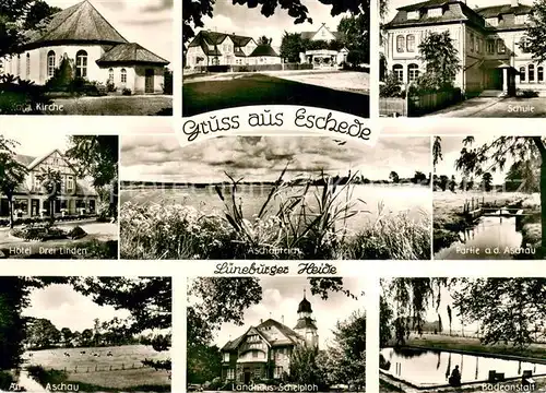AK / Ansichtskarte Eschede Kirche Schule Hotel Drei Linden Aschauteich Aschaupartien Landhaus Schelploh Badeanstalt Eschede