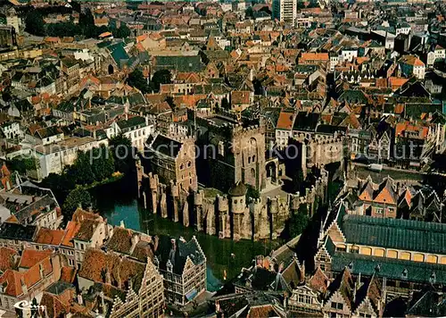AK / Ansichtskarte Gent_Gand_Flandre Fliegeraufnahme mit Grafenschloss Gent_Gand_Flandre
