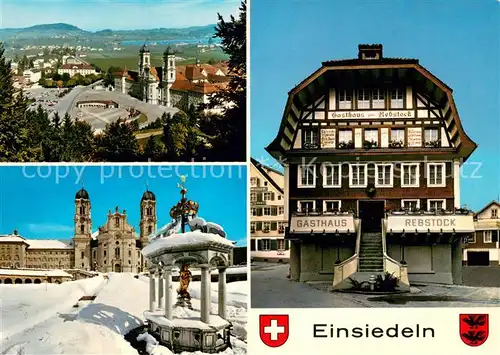 AK / Ansichtskarte Einsiedeln_SZ Panorama Schloss Hotel Gasthaus Rebstock Einsiedeln SZ