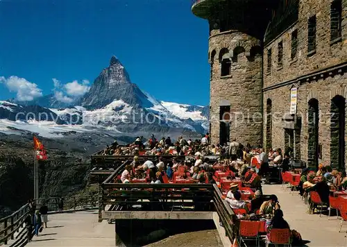 AK / Ansichtskarte Gornergrat_Zermatt_VS Kulmhotel Gornergrat Terrasse mit Matterhorn 