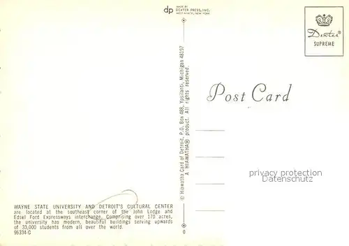 AK / Ansichtskarte Detroit_Michigan Wayne State University and Detroits Cultural Center 