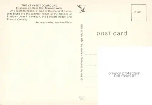 AK / Ansichtskarte Cape_Cod_Massachusetts The Kennedy Compound Hyannisport Air view 