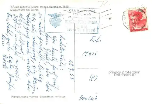 AK / Ansichtskarte Meran_Merano Ivingerhuette Meran Merano