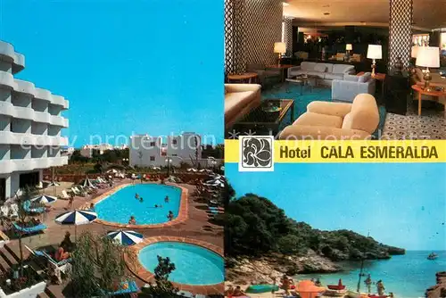 AK / Ansichtskarte Santanyi_Islas_Baleares Hotel Cala Esmeralda Pool Foyer Strand Santanyi_Islas_Baleares