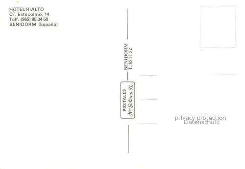 AK / Ansichtskarte Benidorm Hotel Rialto Pool Benidorm