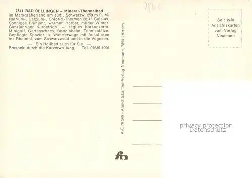 AK / Ansichtskarte Bad_Bellingen Mineral Thermalbad Teilansichten Bad_Bellingen