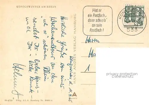 AK / Ansichtskarte Koenigswinter Gesamtansicht m. Rhein Koenigswinter