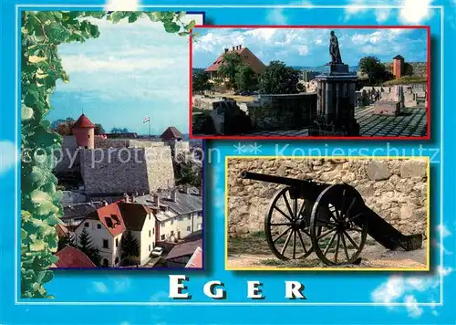 AK / Ansichtskarte Eger__Cheb_Tschechien Teilansichten m. Kanone 