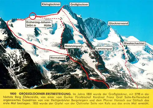 AK / Ansichtskarte Grossglockner Besteigungs Routen Karte Grossglockner
