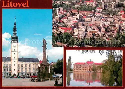 AK / Ansichtskarte Litovel_Littau_Czechia Rathaus Monument Fliegeraufnahme Schloss 