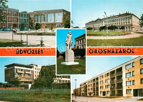 AK / Ansichtskarte Oroshaza_HU Teilansichten Statue 