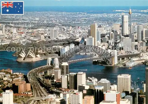 AK / Ansichtskarte Sydney__NSW_Australia Fliegeraufnahme mit der Harbour Bridge und dem Opernhaus 